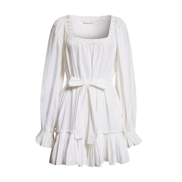 NWT Ramy Brook “Kayleigh” long sleeve white cotton mini dress Size M - Picture 6 of 13